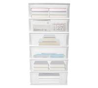 Armoire de rangement à roulettes à 6 niveaux - Blanc et transparent - Organiseur de tiroir apothicaire pour bureau - Solution de rangement mobile en plastique avec roulettes pour une organisation