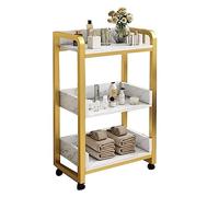 Armoire de rangement à roulettes avec tiroirs, chariot de beauté mobile pour barbier, casier d'équipement de spa, blanc doré, 80 x 44 x 34 cm, station de coiffure professionnelle