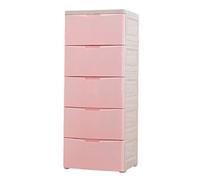 Armoire de rangement à tiroirs en plastique rose de 114,3 cm de large pour bébé, commode à 5 couches pour l'organisation de garde-robe des enfants