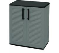 Armoire basse en plastique 2 portes 1 étagère réglable gris mobilier d'extérieur
