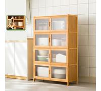 Armoire de rangement autoportante - Armoire de rangement de cuisine avec portes en verre, buffet étagère pour épices, casseroles et poêles - Organisateur de salle à manger et aide de cuisine