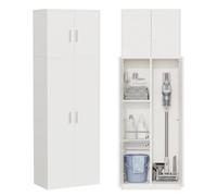 Armoire de Rangement avec 1 Compartiment Aspirateur,Placard à Balais, Blanc | Colonne rangement vertical étagères modulables, balai aspirateur, couloir salle bain, 60x34x180 cm