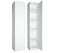 Home Collective Armoire de Rangement 5 Niveaux Finition Mate - Meuble classeur avec Porte, poignées polymère, 39 cm Largeur, Style Blanc - Chambre, Couloir, Bureau