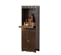 Armoire de Rangement avec Porte, Armoire Pooja, Table de méditation et autel en Bois Massif, Banc de prière Chinois for Salon, Plusieurs Tailles(Brass,50cm)