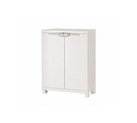 Armoire de rangement basse 2 portes 4 étagères métalliques intérieur/extérieur Beige L90 x P45 x H100 cm