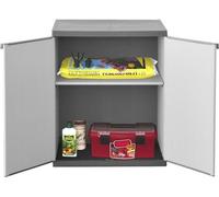 Armoire de rangement basse en résine TOOD - 1 tablette - 2 portes - Gris