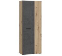 Armoire de rangement - Béton gris foncé / Chêne - 68,7 x 36,5 x 181,1 cm
