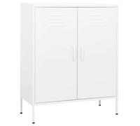 Armoire de rangement blanche 80 x 35 x 101,5 cm en acier et métal avec 2 portes, étagères réglables, pieds, armoire multi-usages pour bureau, cuisine, salon, solution de rangement polyvalente