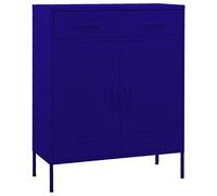 Armoire de rangement bleu marine 80 x 35 x 101,5 cm en acier avec 2 portes, 2 tiroirs, étagère réglable, en métal robuste, pour garage, bureau, débarras