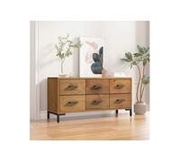 Armoire de Rangement Buffet Armoire Latérale Meuble de Salle de Séjour Cuisine Intérieur Marron 110x30x45cm Bois de Pin Massif