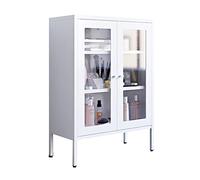 Armoire de rangement, buffet double porte en fer, 3 couches, organisateur de cuisine et de salon avec portes d'armoire en verre