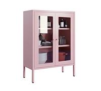 Armoire de rangement, buffet double porte en fer, 3 couches, organisateur de cuisine et de salon avec portes d'armoire en verre