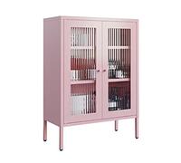 Armoire de rangement, buffet double porte en fer, 3 couches, organisateur de cuisine et de salon avec portes d'armoire en verre