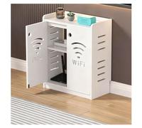 Armoire de rangement cachée avec routeur WiFi - Support autonome avec étagère - Boîte de gestion des câbles pour la maison et le bureau - Blanc élégant - 50 x 60 x 25 cm