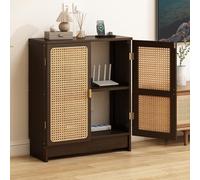 Armoire de rangement cachée de grande capacité avec étagères réglables, gestion des câbles et multiprises pour la maison et le bureau (marron, 70 x 80 x 25 cm)