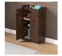Armoire de rangement cachée pour routeur WiFi - Support autonome avec étagère, boîte de gestion des câbles pour la maison et le bureau, marron, 50 × 80 × 25 cm - Armoire de sol élégante pour des