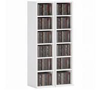 Armoire de rangement CD-DVD - HOMCOM - 6 + 6 compartiments - capacité max. 204 CD - 21 x 22,5 x 88,5 cm - blanc