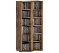 Armoire de rangement CD-DVD - HOMCOM - 6 + 6 compartiments - capacité max. 204 CD - 21 x 22,5 x 88,5 cm - brun rustique