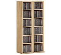 Armoire de rangement CD-DVD - HOMCOM - 6 + 6 compartiments - capacité max. 204 CD - 21 x 22,5 x 88,5 cm - chêne