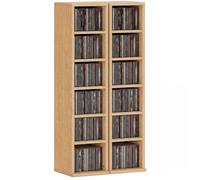 HOMCOM Lot de 2 étagères colonnes Armoire de Rangement CD-DVD 6 + 6 Compartiments 21 x 22,5 x 88,5 cm capacité Max. 204 CD Effet Bois Naturel