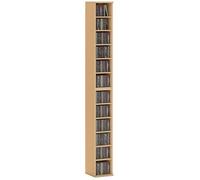 Armoire de rangement CD-DVD - HOMCOM - 6 + 6 compartiments - capacité max. 204 CD - 21 x 22,5 x 88,5 cm - effet bois naturel