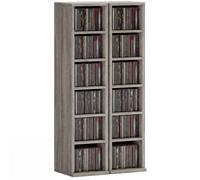 Armoire de rangement CD-DVD - HOMCOM - 6 + 6 compartiments - capacité max. 204 CD - 21 x 22,5 x 88,5 cm - gris