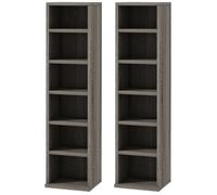 HOMCOM Lot de 2 étagères colonnes Armoire de Rangement CD-DVD 6 + 6 Compartiments 21 x 22,5 x 88,5 cm capacité Max. 204 CD Gris foncé