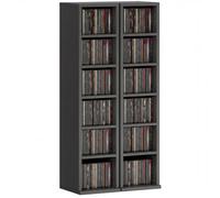 Armoire de rangement CD-DVD - HOMCOM - 6 + 6 compartiments - capacité max. 204 CD - 21 x 22,5 x 88,5 cm - noir