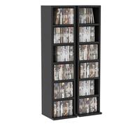 Armoire de rangement CD-DVD - HOMCOM - 6 + 6 compartiments - capacité max. 204 CD - 21 x 22,5 x 88,5 cm - noir