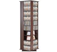 VEVOR Armoire de rangement CD/DVD, rotatif avec 34 compartiments, étagère à DVD à 10 couches pour 1040 CD, protège et organise les collections de musique, de jeux vidéo ou de souvenirs, marron foncé