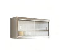 Armoire De Rangement Cuisine avec Portes Coulissantes Cuisine Acier Inoxydable & Acrylique Meuble Suspendu pour Garage Atelier Cuisine Charge Maximale 25kg(80x35x40cm)