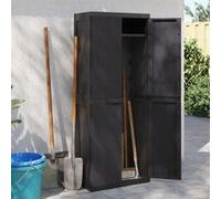 Vidaxl Armoire De Rangement D'extérieur Noir 65x37x165 Cm Pp Noir