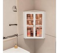 Armoire de rangement d'angle à 3 niveaux avec porte en verre pour salle de bain, cuisine, chambre à coucher et salon Design étroit Marron 40 x 40 x 70 cm