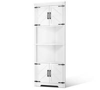 Armoire de Rangement d'angle Bibliothèque-VEVOR-haute 171 cm-Meuble d'angle à 6 Niveaux-avec 4 Portes en Bois et Étagères Réglables