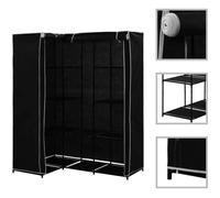 Armoire de rangement d'angle - Porte roulante - Housse intissée résistante - Noir - Métal