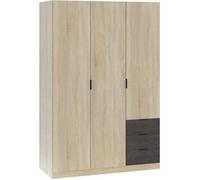 Armoire de rangement de 3 portes coloris chene canadien - Dim : L.121 x H.180 x P.52 cm