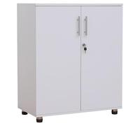 Armoire de Rangement de Bureau à 2 Portes verrouillables - Armoire de Rangement en Bois pour la Maison, Le Bureau - Étagères réglables sur Pied - Meuble de Rangement Court - Blanc