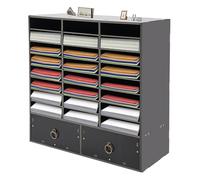Armoire de rangement de bureau - Avec 24 compartiments et 2 grands tiroirs - Organiseur de littérature pour bureau, salle de classe, bureau