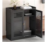 Armoire de rangement de bureau - Tiroir de bureau à 2 niveaux caché pour routeur multimédia pour la maison, unité utilitaire compacte (noir, 59 x 25 x 67 cm)