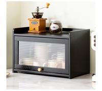 Armoire de rangement de cuisine à 3 niveaux en bambou, organisateur de comptoir autonome avec porte rabattable pour bols, tasses, bouteilles et assaisonnements