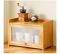 Armoire de rangement de cuisine à 3 niveaux en bambou, organisateur de comptoir autonome avec porte rabattable pour bols, tasses, bouteilles et assaisonnements