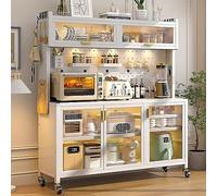 Armoire de rangement de cuisine à 5 niveaux, chariot de micro-ondes avec roulettes, étagère de boulangerie en métal, fond de panier à monter soi-même, idéal pour l'organisation de la cuisine et