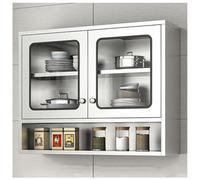 Armoire de rangement de cuisine en acier inoxydable - Étagère murale robuste à double porte, organiseur mural durable pour une gestion efficace de l'espace dans la cuisine moderne