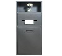 Armoire de rangement de douche en acier inoxydable avec porte-papier toilette et poubelle, idéale pour les hôtels et les espaces publics, durable et élégant pour salle de bain