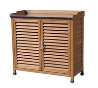 Armoire de rangement de jardin en bois imperméable avec protection solaire pour fournitures et équipements de jardin.