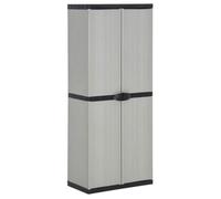 Armoire de rangement de jardin - JILL - 3 étagères - Gris/noir - 68x40x168 cm - PVC et PP - Charge max 20 kg par étagère