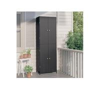 Vidaxl Armoire De Rangement De Jardin Noir 59x40x180 Cm Résine Tressée Noir