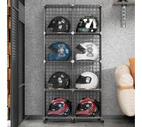 Armoire De Rangement De Présentoir De Casque En Métal, Organisateur De Stockage De Cube De Fil De Vitrine De Support De Chapeau Empilable Au Détail Moderne, Étagères Modulaires Empilables(8 grids)
