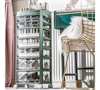 Armoire de rangement de salle de bain à tiroirs transparents avec plusieurs couches nizer et roulettes autonomes étroites et hautes avec étagères pour salon, chambre à coucher