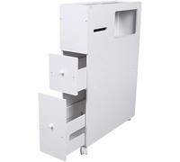 Armoire De Rangement De Salle De Bain avec 2 Tiroirs - 4 Couches Multifonctionnelle Blanche étroite Toilette Organisateur Armoire Latérale Au Sol - Mobile Recevoir Organiser Ark Spa, White